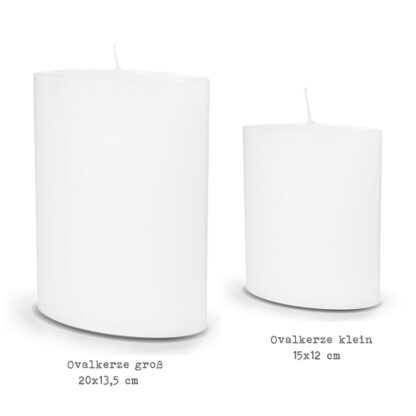 Kerzenrohlinge im Größenvergleich: Ovalkerzen groß und Ovalkerze klein